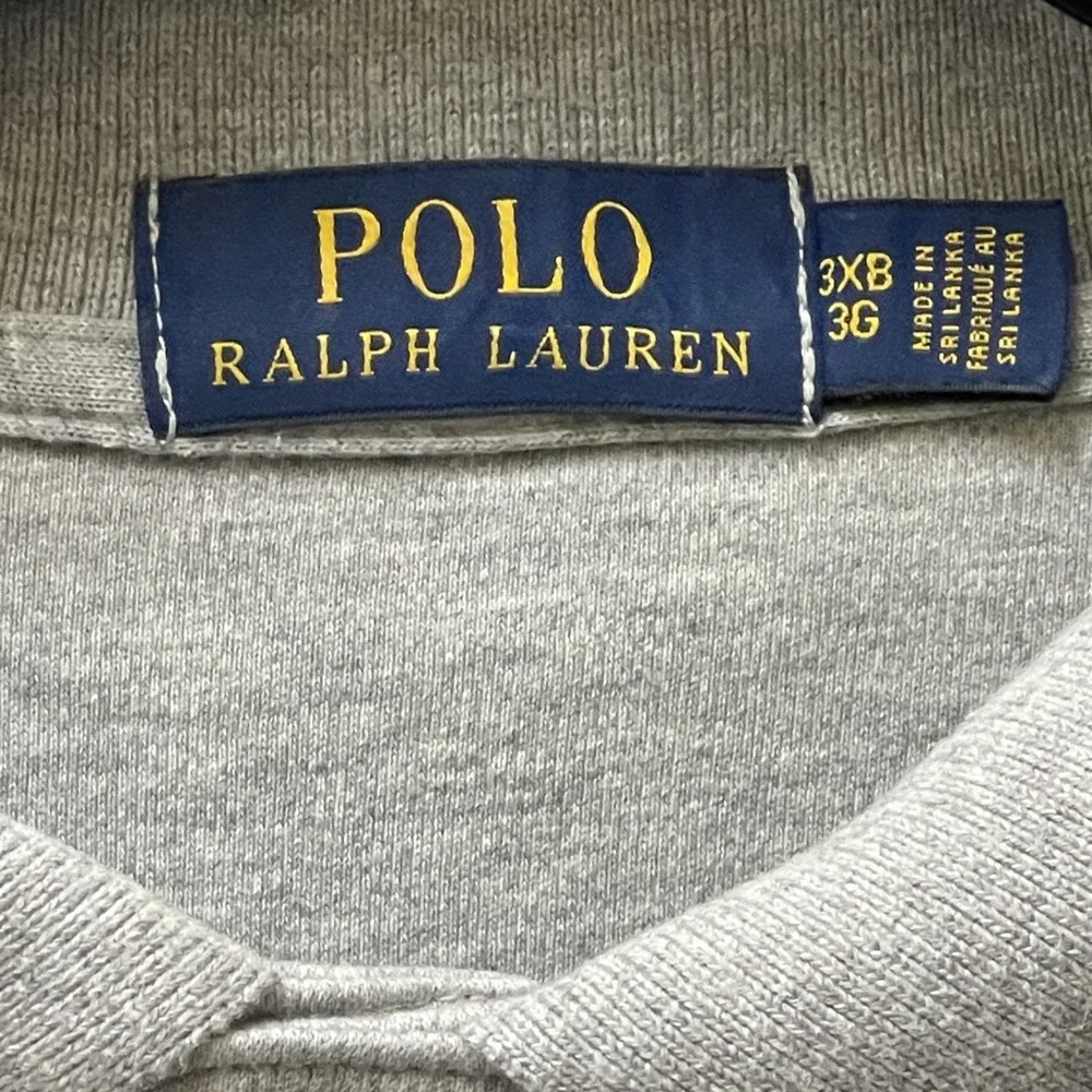 Polo Ralph Lauren Men's‎ 3XL Gray Polo Navy Embroidered Pony Preppy Classic - Picture 4 of 12